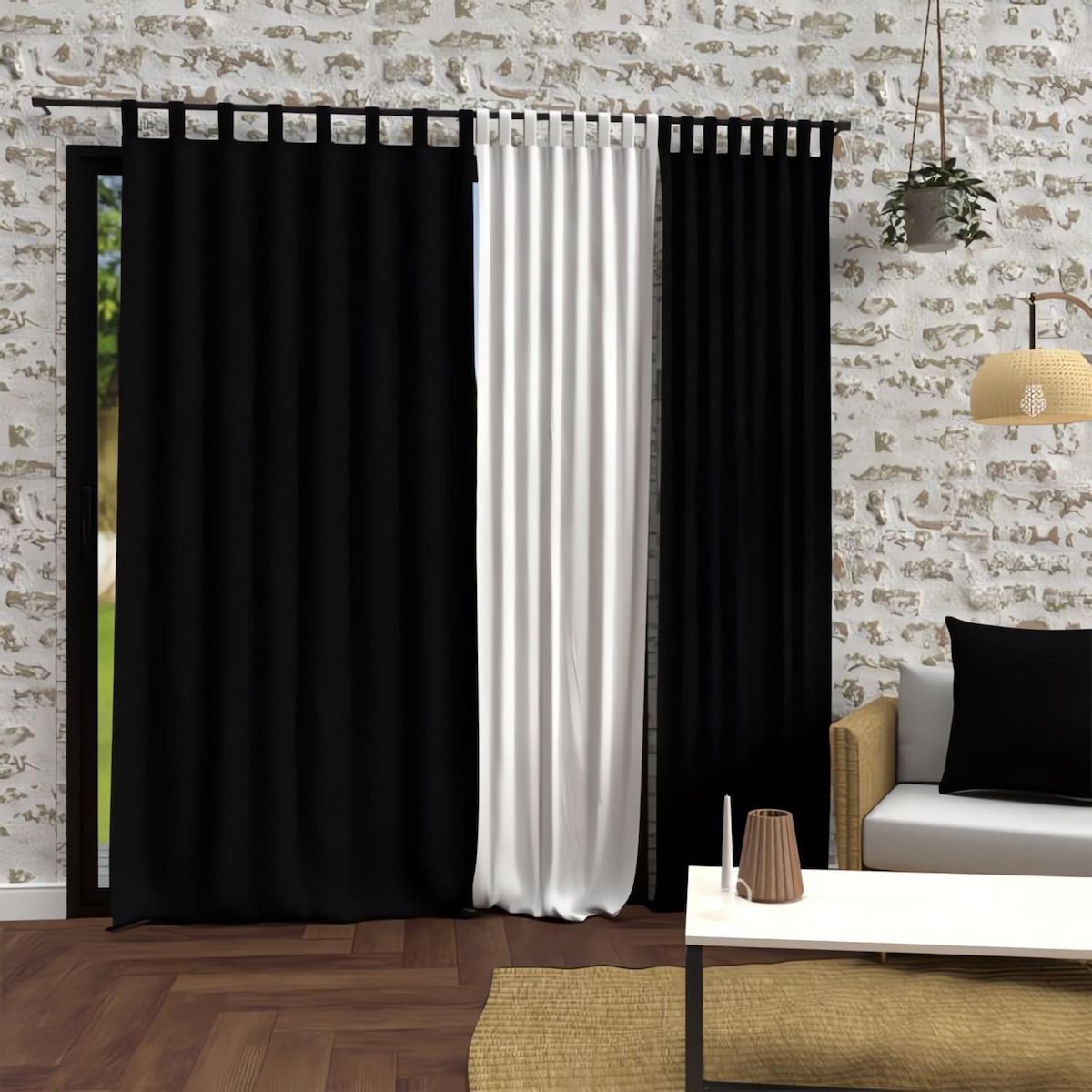 SOLEIL D'OCRE Rideau à pattes en microfibre lavée 135x250 cm BOHEME, par Soleil d'Ocre