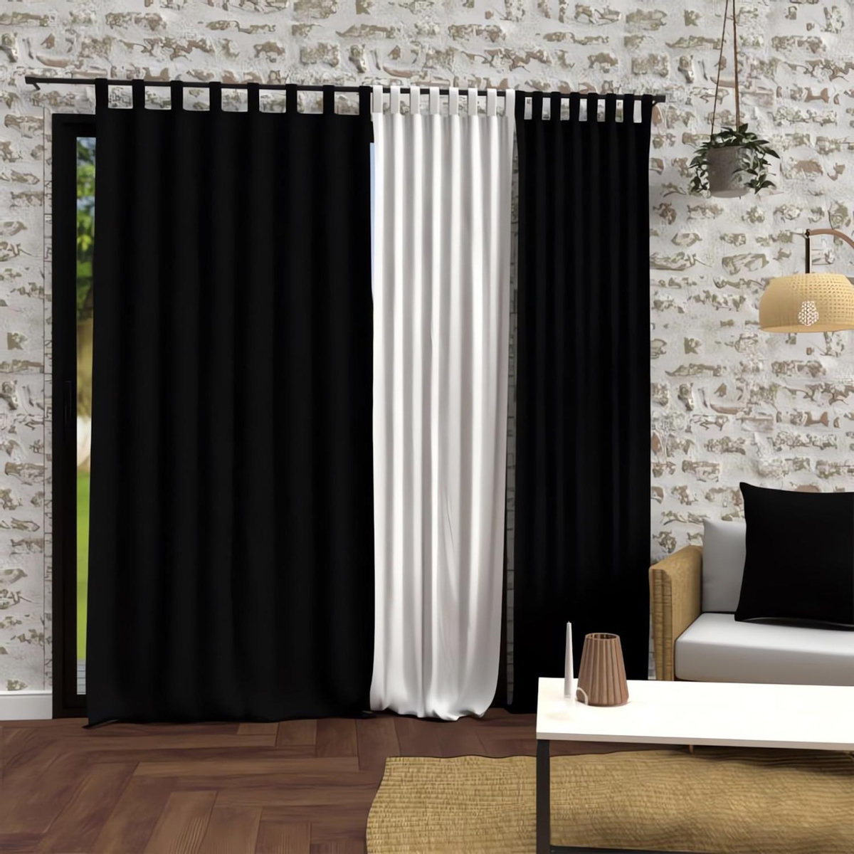 SOLEIL D'OCRE Rideau à pattes en microfibre lavée 135x250 cm BOHEME, par Soleil d'Ocre