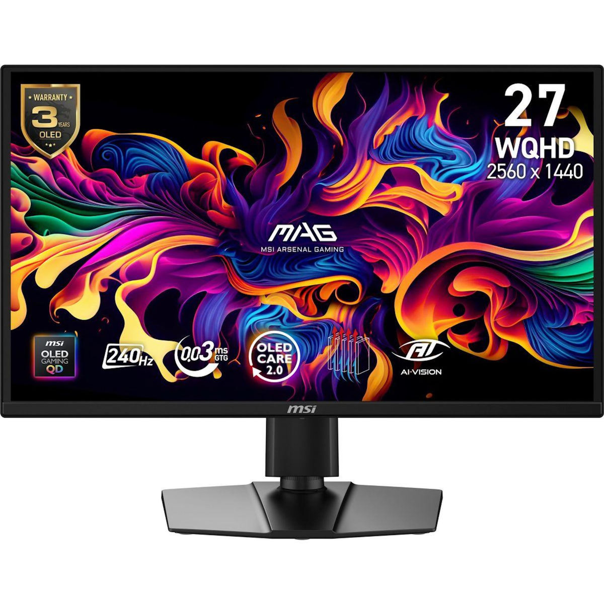 MSI Ecran PC Gamer MAG 272QP X24 27  WQHD 240Hz QD-OLED HDMI 2.1 USB-C 15W