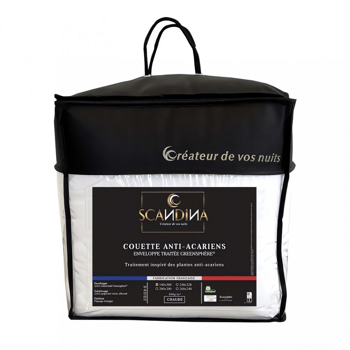 SOLEIL D'OCRE Couette blanche en coton GREENSPHERE, par Soleil d'ocre. Fabrication française