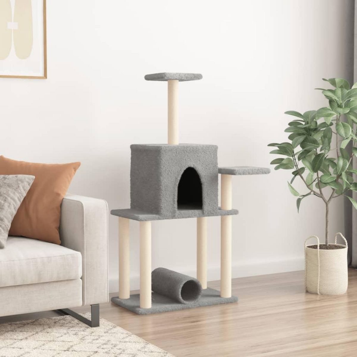 VIDAXL Arbre a chat avec griffoirs en sisal gris clair 122 cm