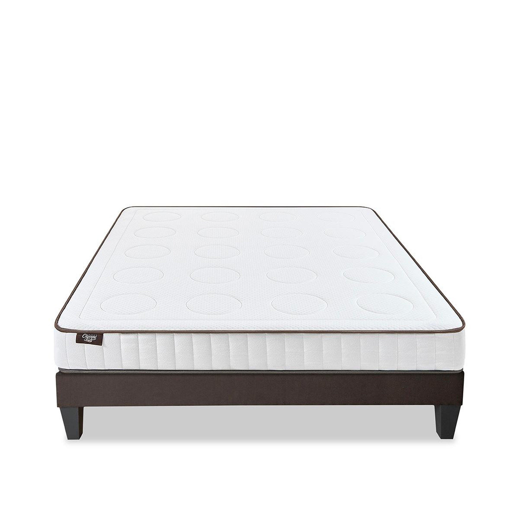 Voir la diapositive 1 : OLYMPE LITERIE Olympe literie | ensemble cristal | matelas mémoire de forme + sommier bois