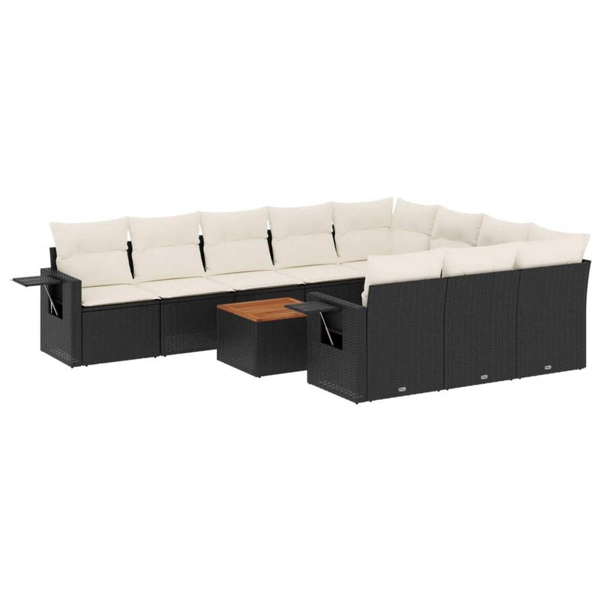 Voir la diapositive 2 : VIDAXL Salon de jardin 11 pcs avec coussins noir resine tressee