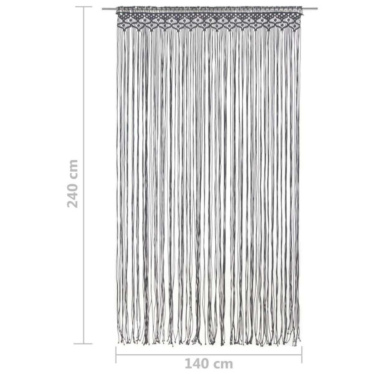 VIDAXL Rideau en macrame Anthracite 140x240 cm Coton