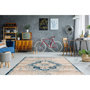 Voir la diapositive 2 : Paris Prix Tapis Vintage à Franges  Baroque V  Crème & Bleu