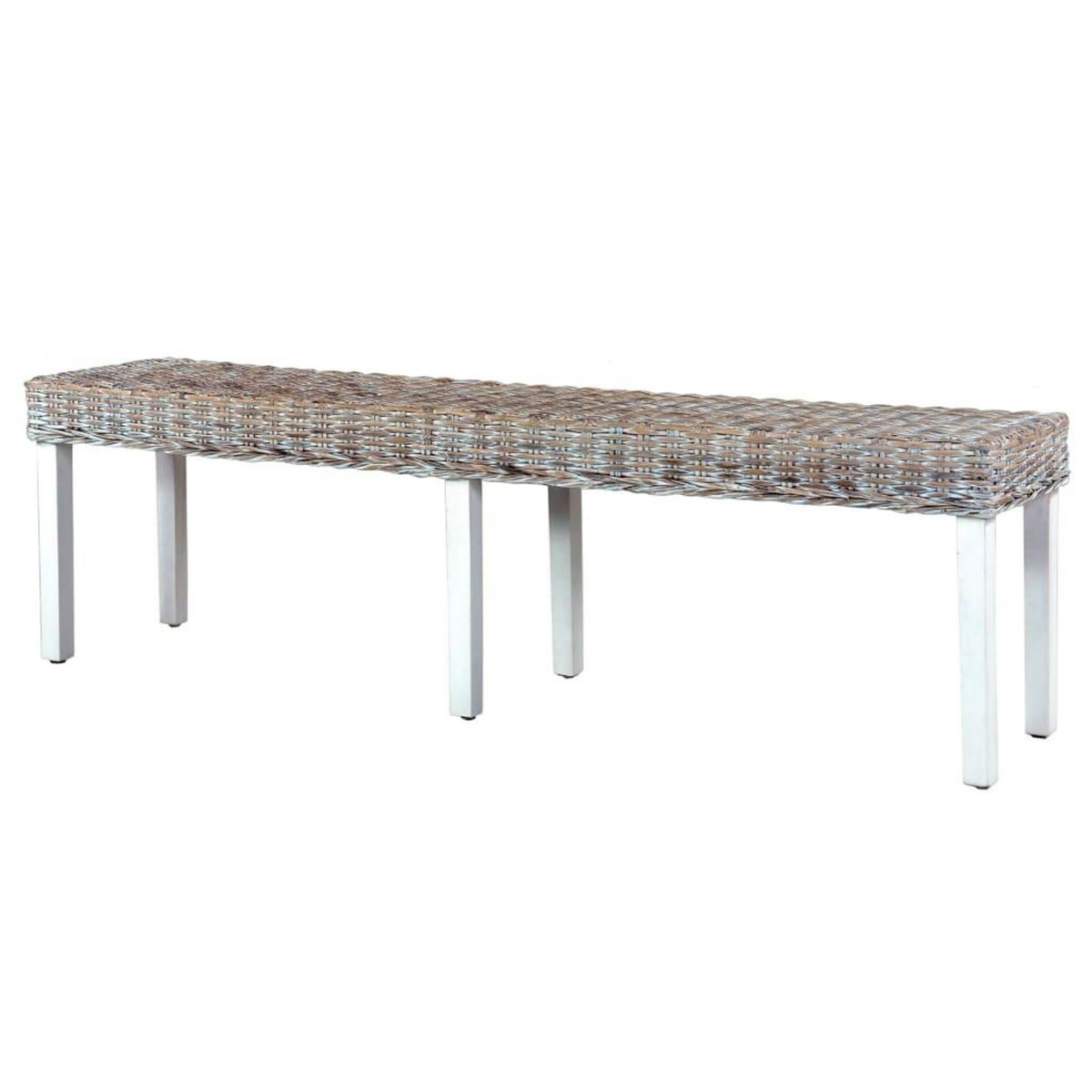 VIDAXL Banc 160 cm Blanc Rotin naturel kubu et bois de manguier massif