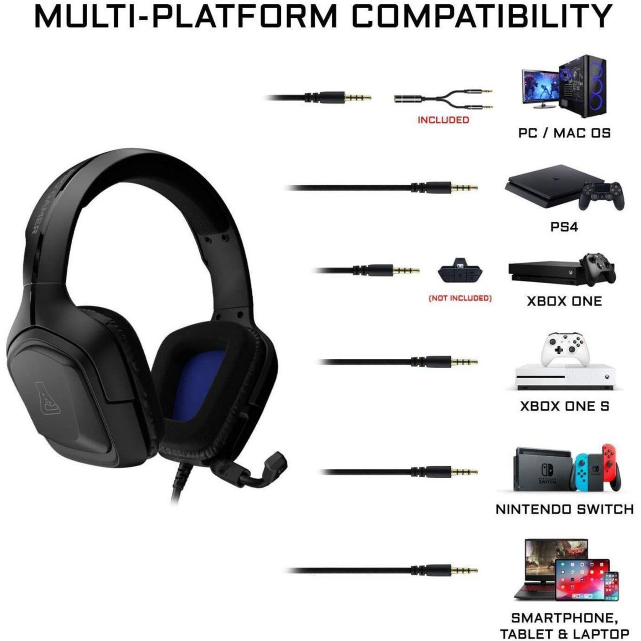 Voir la diapositive 2 : THE G-LAB Casque gamer KORP-COBALT Noir