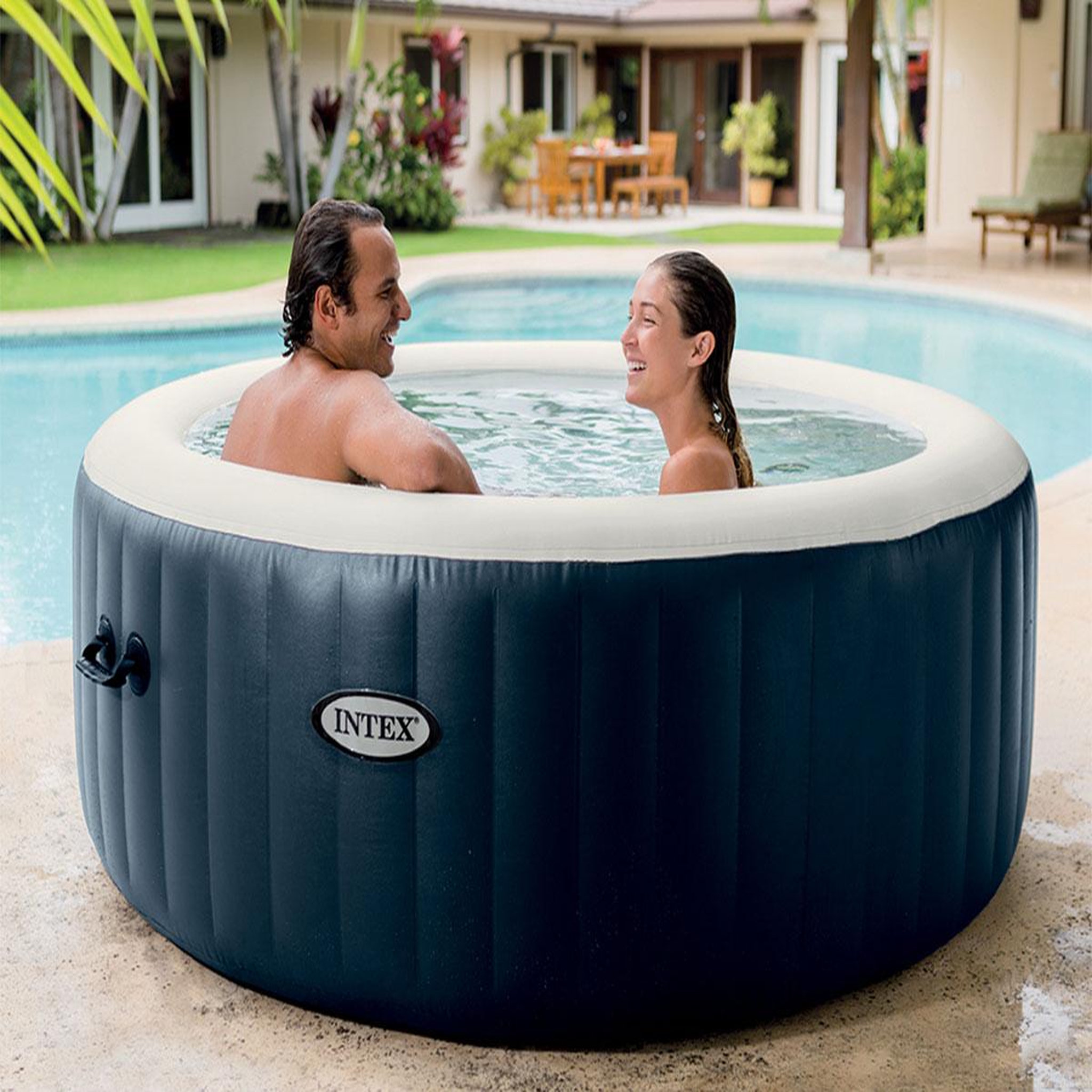 Voir la diapositive 3 : INTEX Spa gonflable purespa blue navy rond bulles 6 places - intex