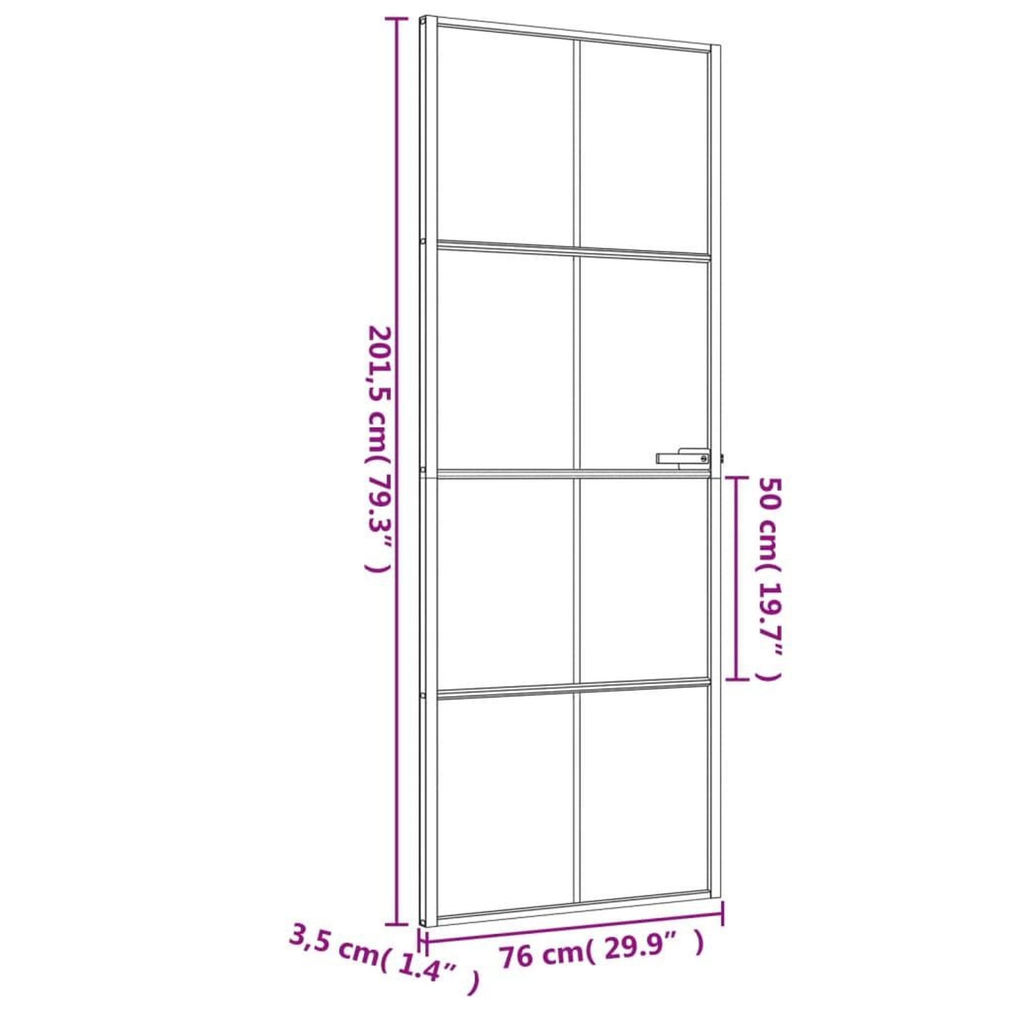 Voir la diapositive 6 : VIDAXL Porte interieure mince noir 76x201,5 cm verre trempe aluminium