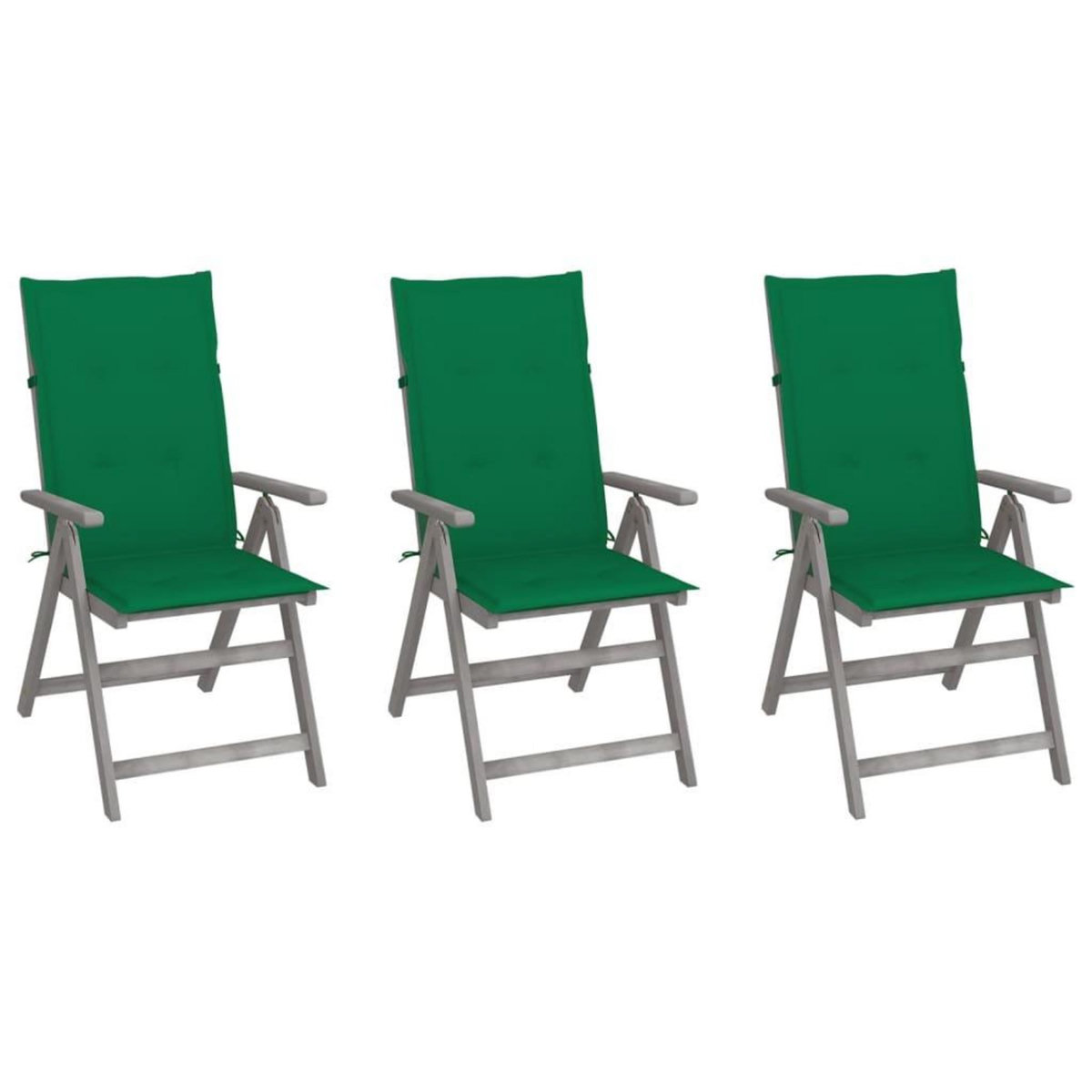 VIDAXL Chaises inclinables de jardin lot de 3 et coussins Bois acacia