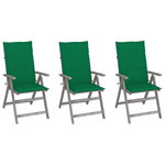 VIDAXL Chaises inclinables de jardin lot de 3 et coussins Bois acacia