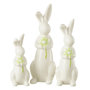 Voir la diapositive 1 : Paris Prix Lot de 3 Statuettes Lapins  Fleurs  23cm Blanc & Vert