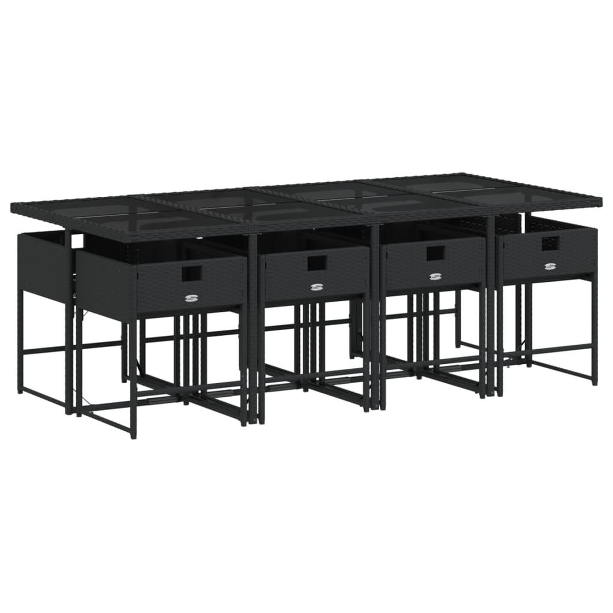 Voir la diapositive 5 : VIDAXL Ensemble a manger de jardin 9pcs coussins noir resine tressee