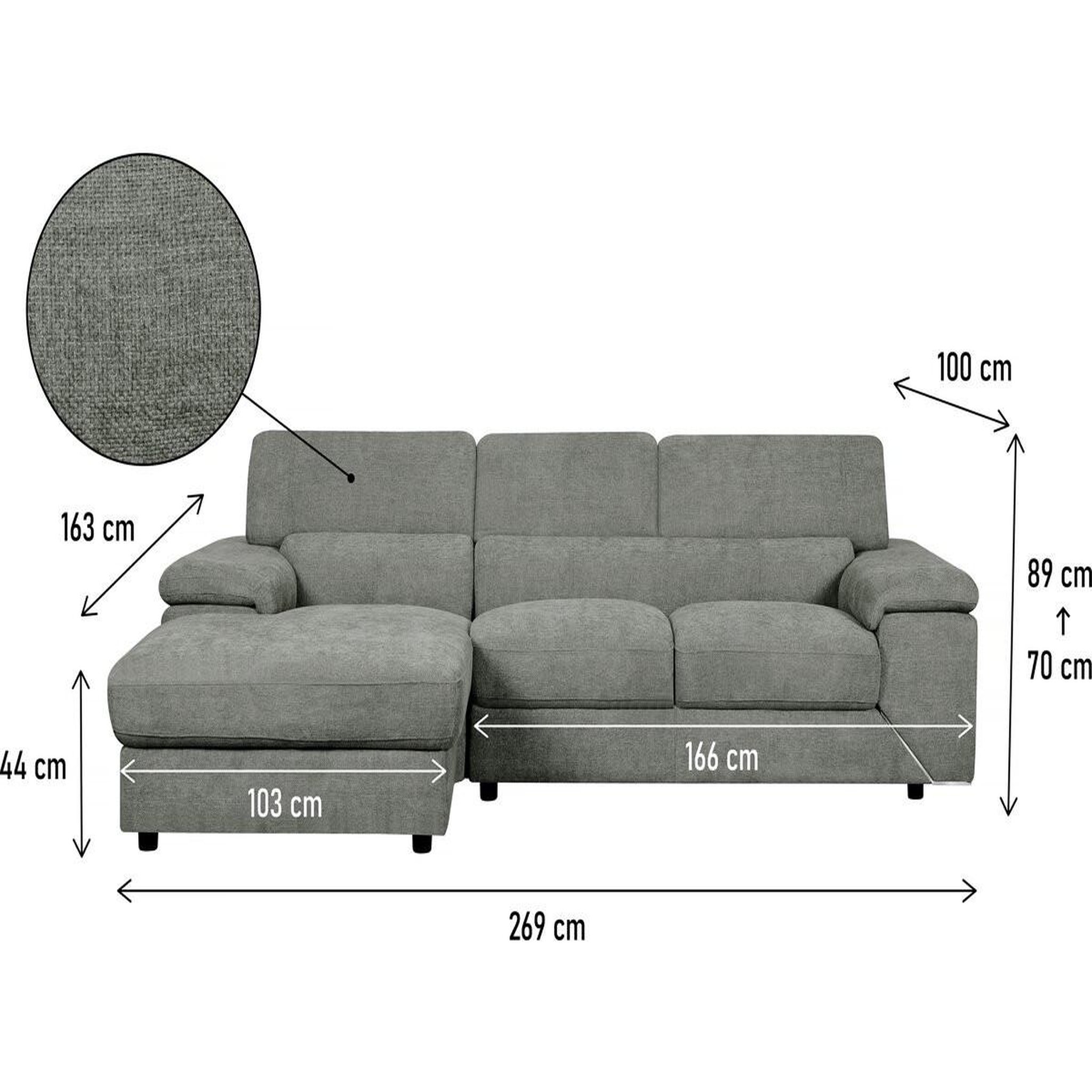 Voir la diapositive 3 : Habitat et Jardin Canapé d'angle en tissu chenille  London  - 4 places - Gris