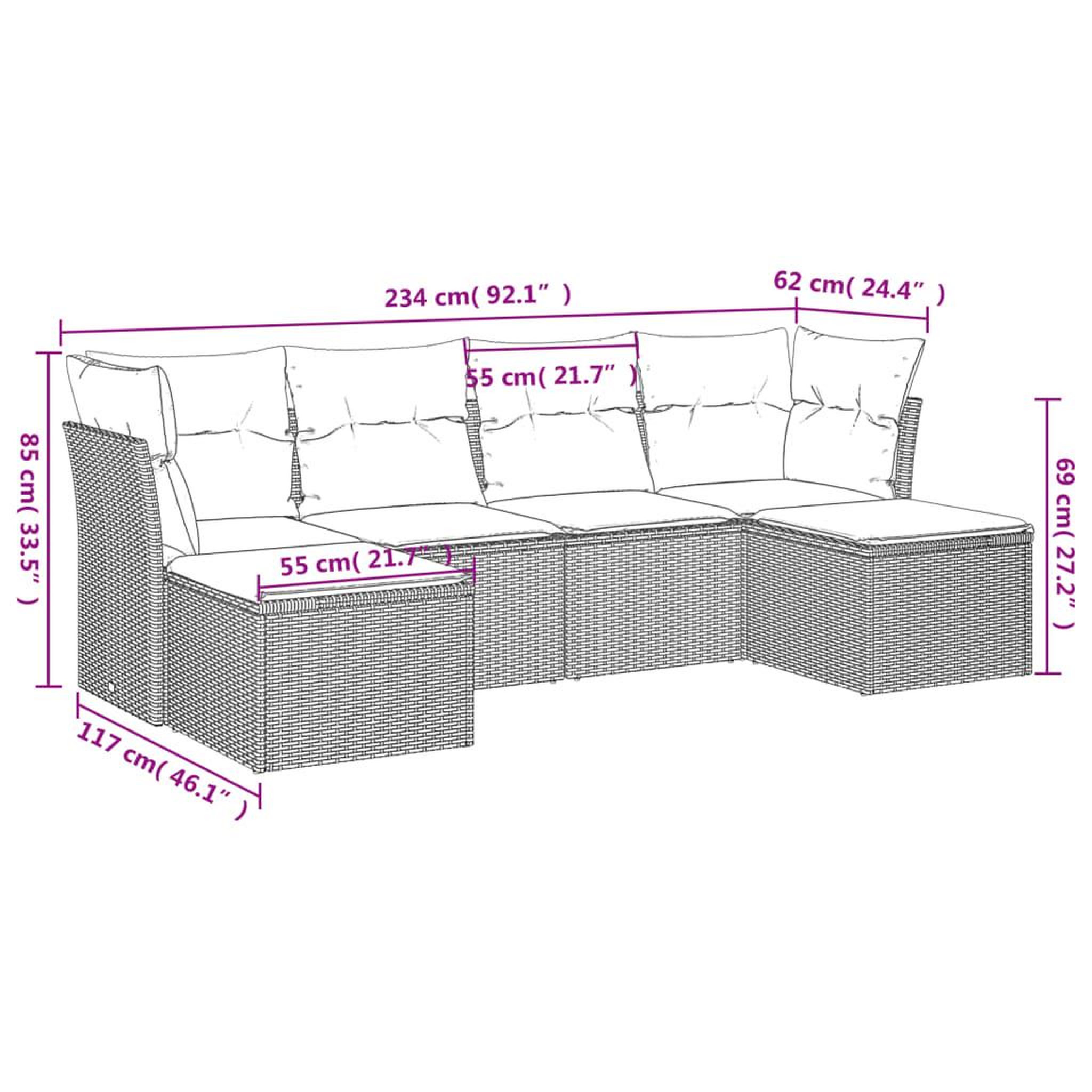Voir la diapositive 6 : VIDAXL Salon de jardin 6 pcs avec coussins noir resine tressee