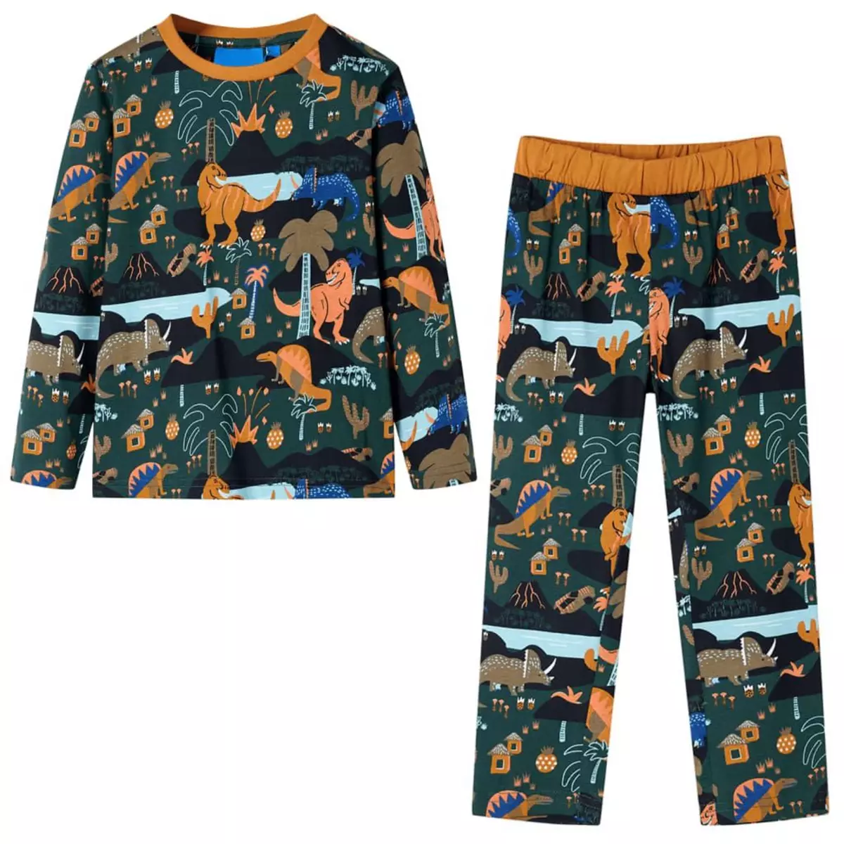 VIDAXL Pyjamas enfants a manches longues vert fonce 116