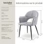 Voir la diapositive 6 : tectake Fauteuil en velours et rembourré gris clair Lot de 6