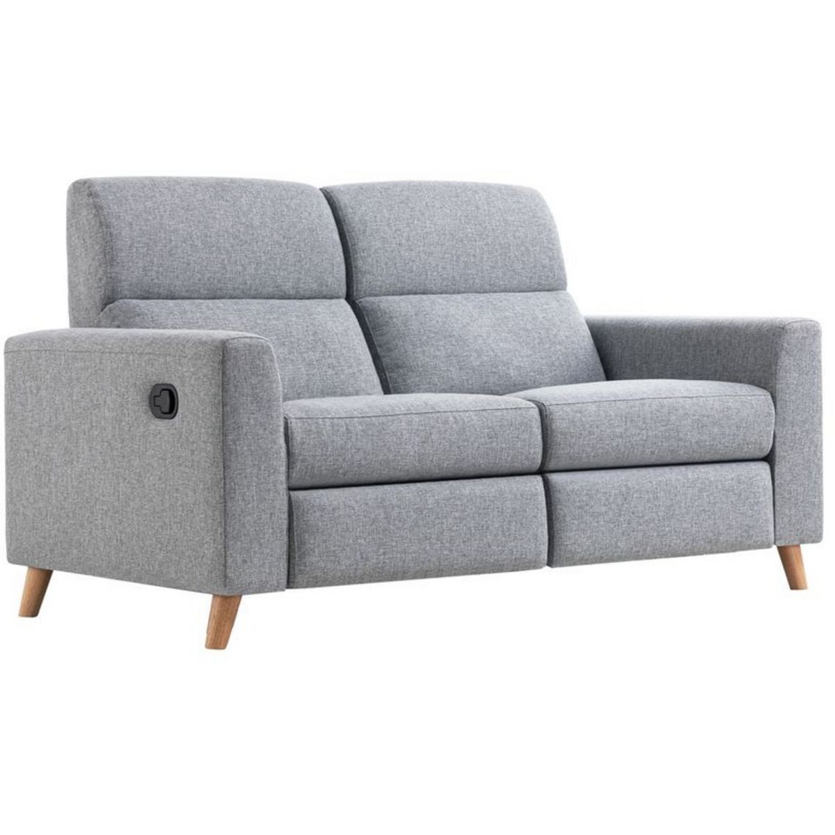 Canapé de relaxation  manuel 2,5 places en tissu coloris gris  et pieds bois hêtre BERKAM