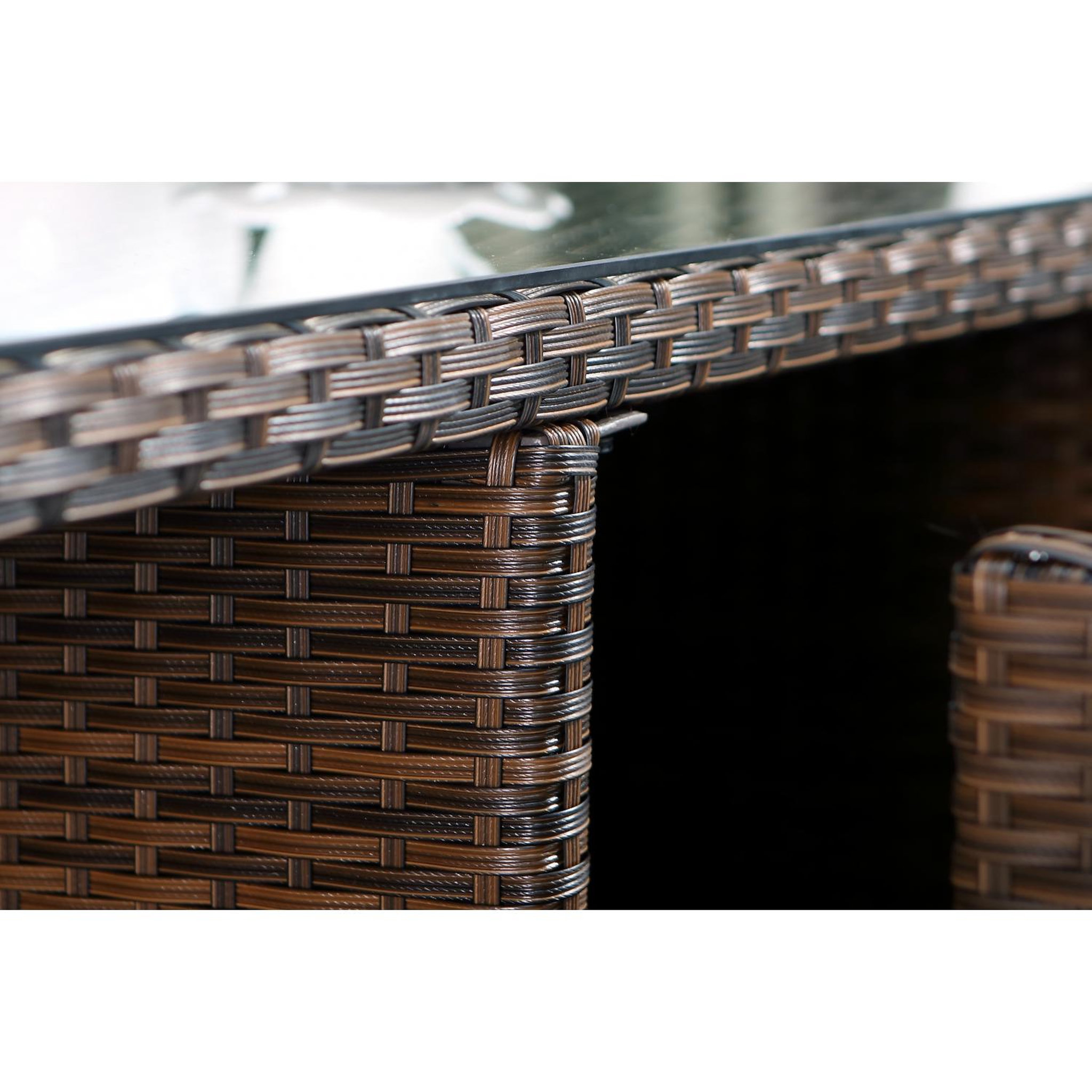 Voir la diapositive 6 : CONCEPT USINE Salon de jardin 6 places marron-blanc + housse de protection miami