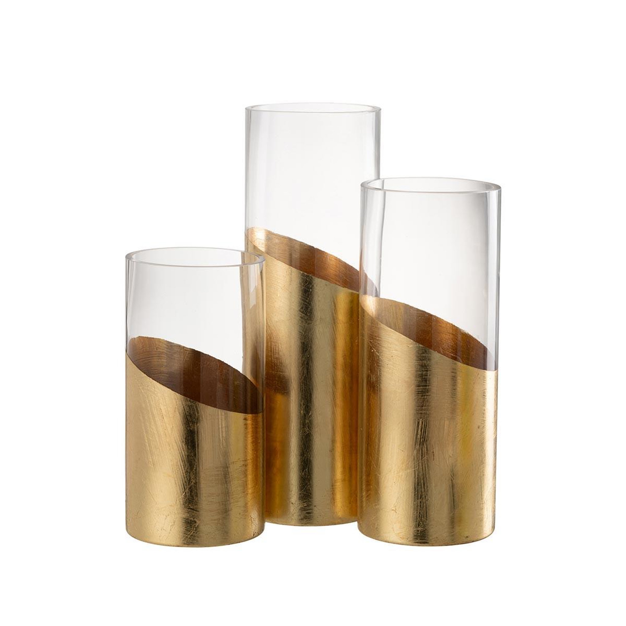 Voir la diapositive 4 : J-LINE Photophore Design en Verre  Moa  30cm Transparent & Or