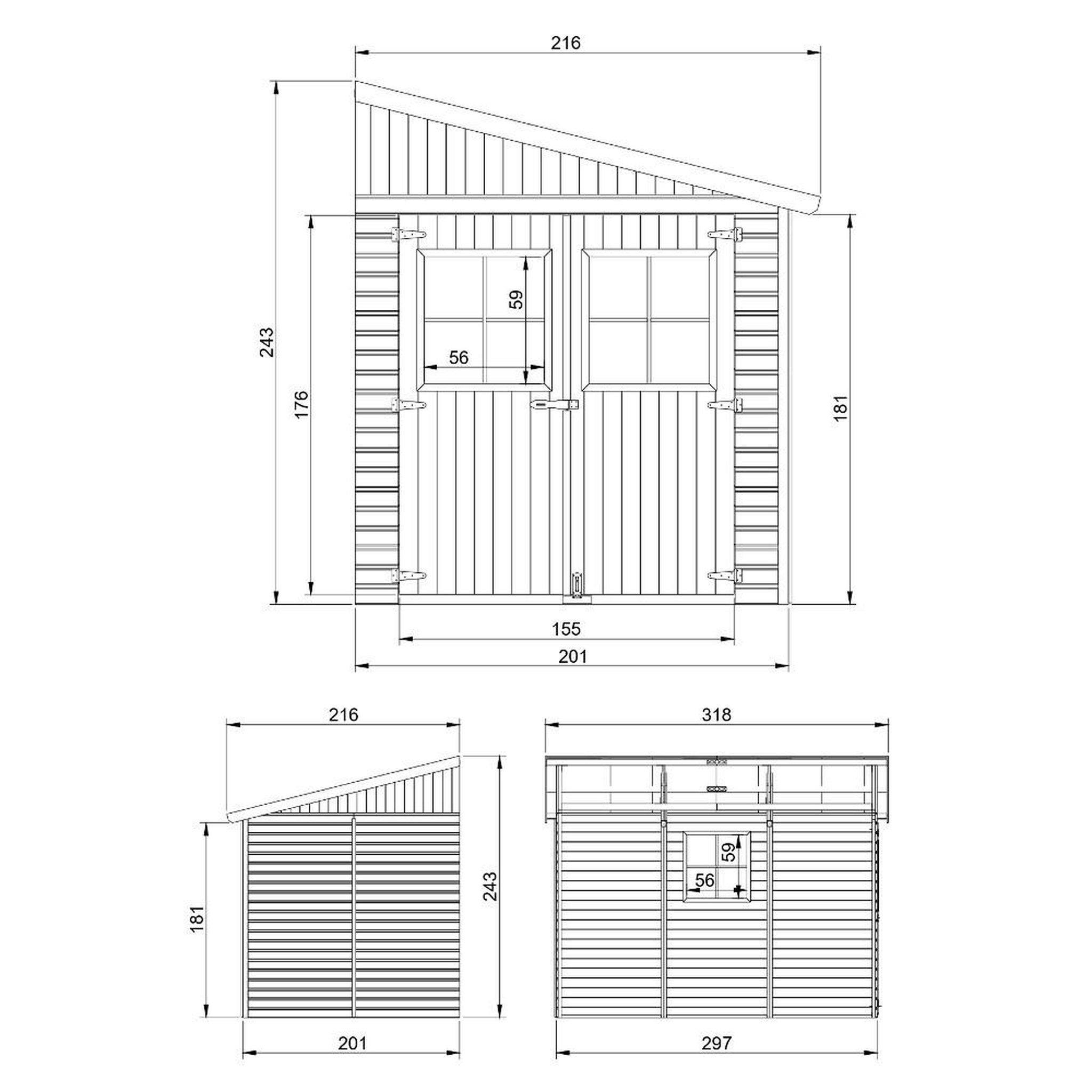 Voir la diapositive 6 : TIMBELA Abri de Jardin en Bois sans paroi latérale - 6 m2 M339