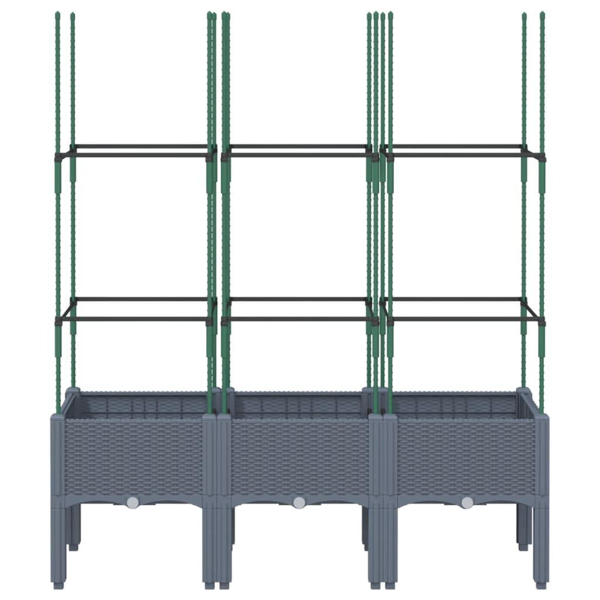 Voir la diapositive 3 : VIDAXL Jardiniere avec treillis bleu gris 120x40x142,5 cm PP