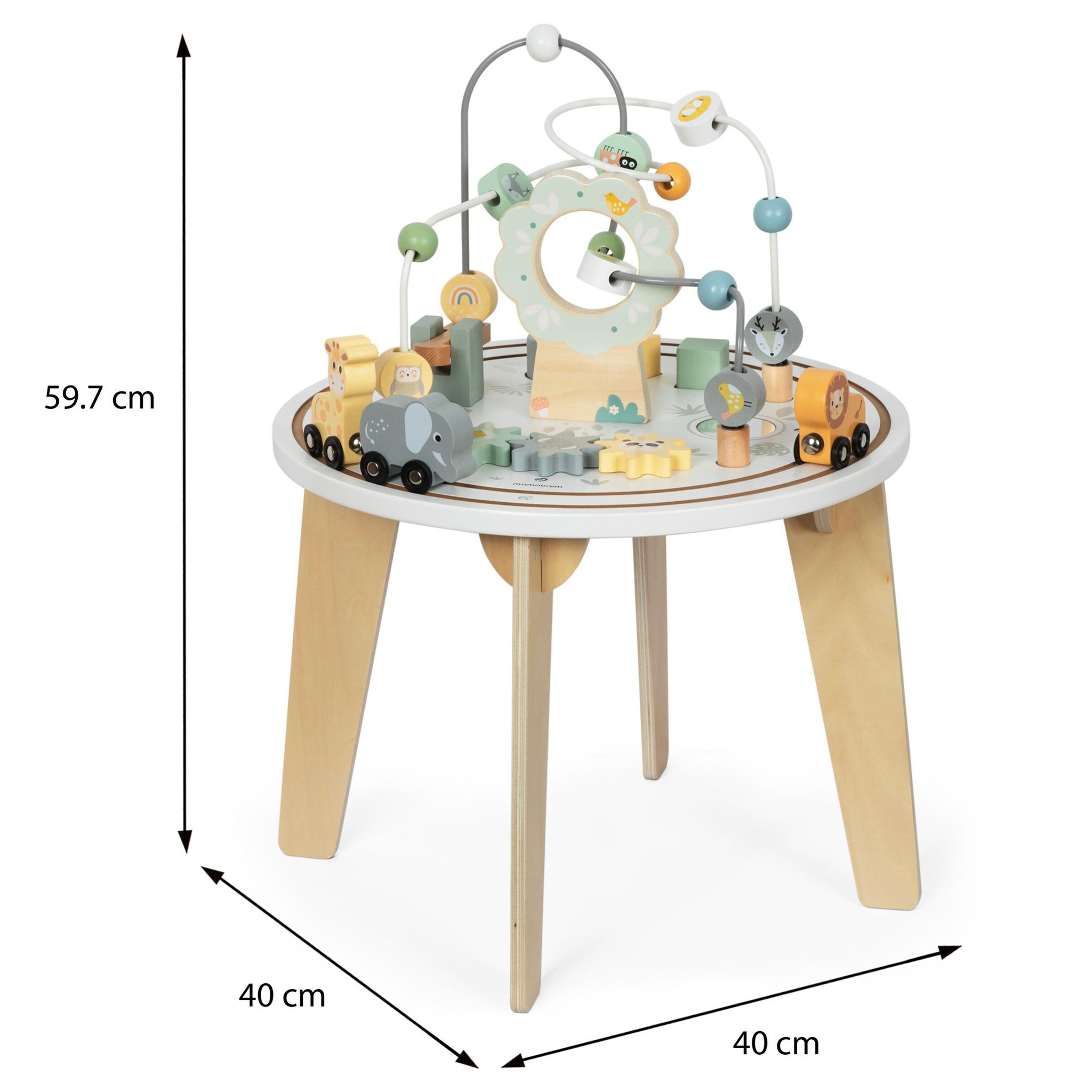 Voir la diapositive 4 : MAMABRUM Table Éveil Sensoriel Montessori en Bois, Jeux Éducatif, Boulier, Train animaux Magnétique, Puzzle