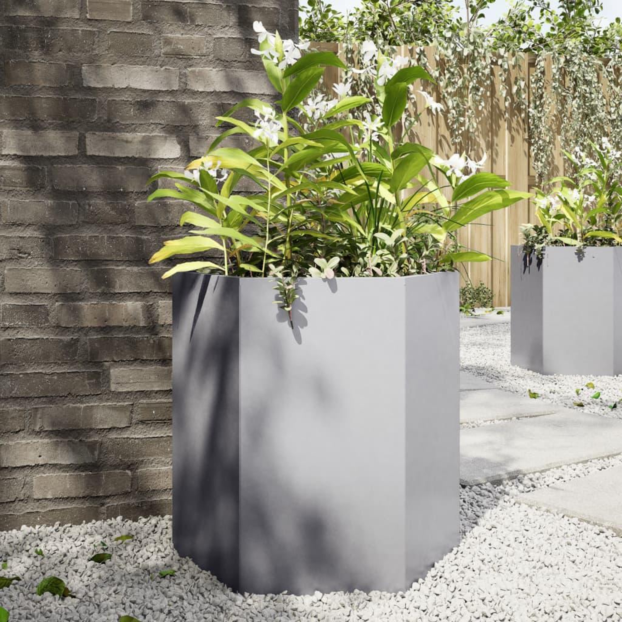 VIDAXL Jardiniere hexagone 46x40x45 cm acier galvanise