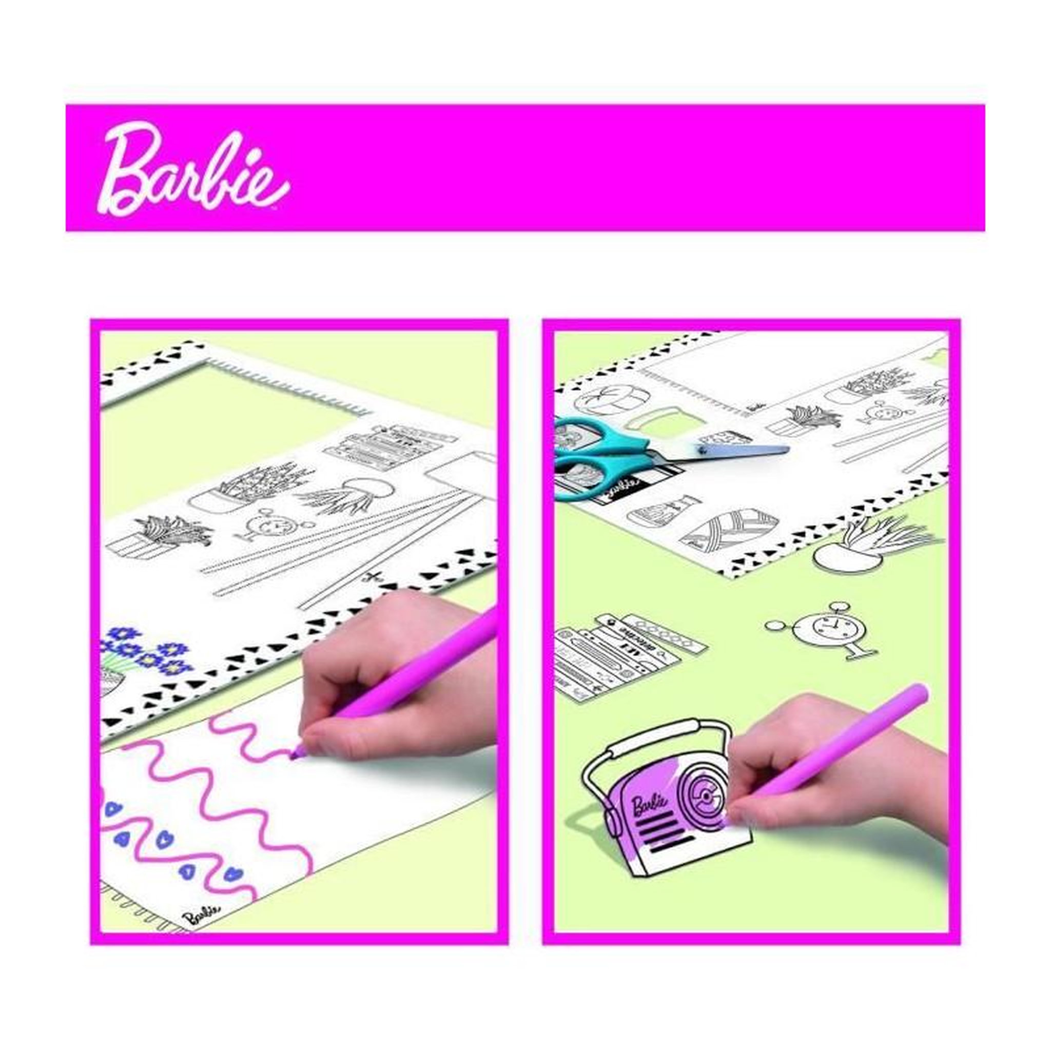 Voir la diapositive 6 : LISCIANI GIOCHI Loft a monter et a décorer éco responsable - Barbie - en carton rigide avec poupéé Barbie - LISCIANI