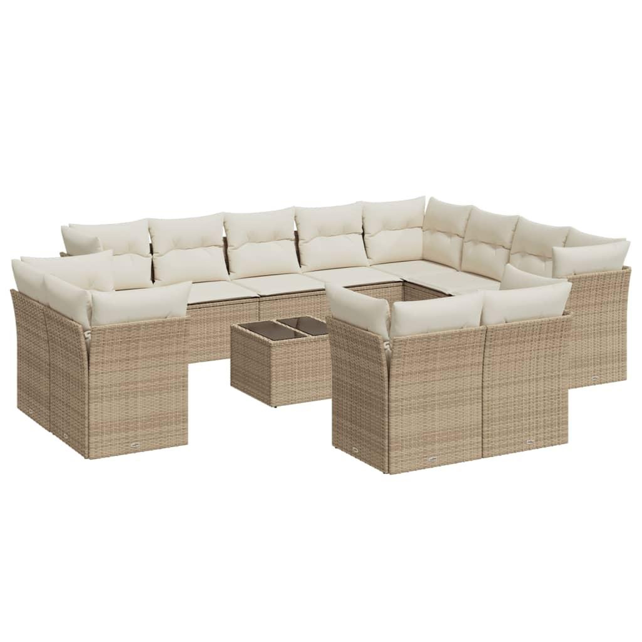 Voir la diapositive 2 : VIDAXL Salon de jardin avec coussins 13 pcs beige resine tressee