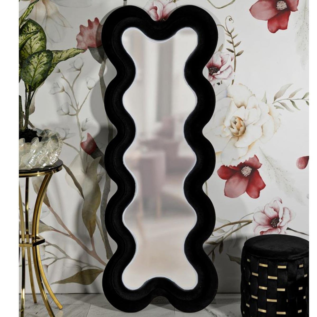 Paris Prix Miroir Mural en Velours  Monica  160cm Noir