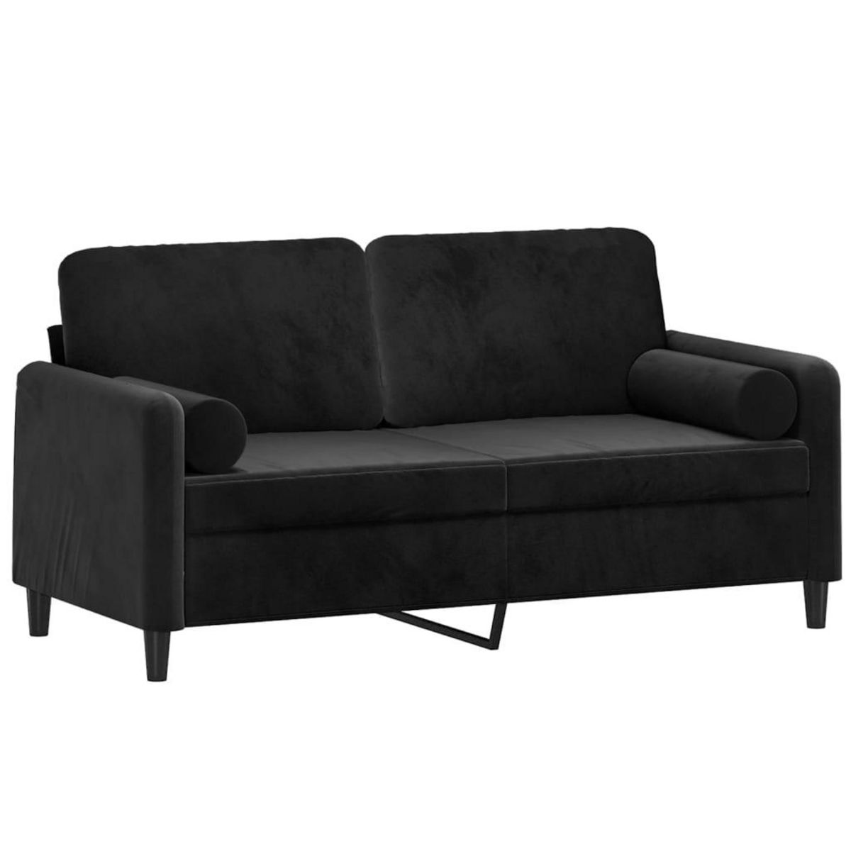 VIDAXL Canape 2 places avec oreillers decoratifs noir 140 cm velours
