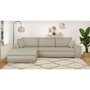 Voir la diapositive 2 : MARKET24 Canapé d'angle convertible réversible + coffre de rangement - Tissu Beige - L 289 x P 94/188 x H 88 cm - INDIAN