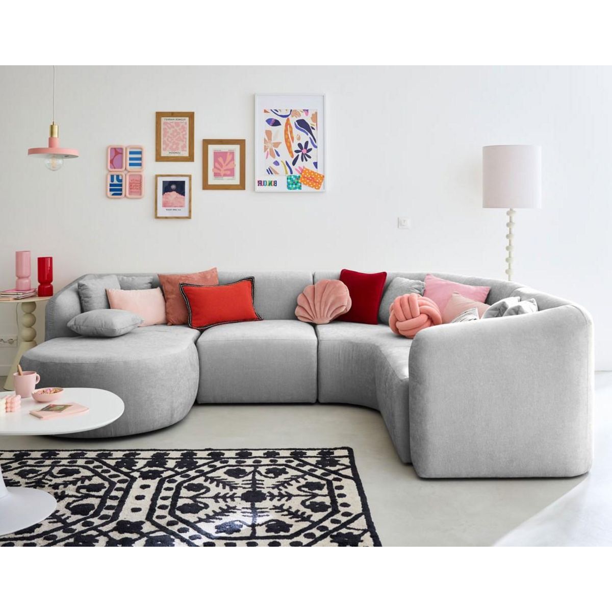 LISA DESIGN Ikare - canapé modulable d'angle gauche - 5 places - avec méridienne - en tissu