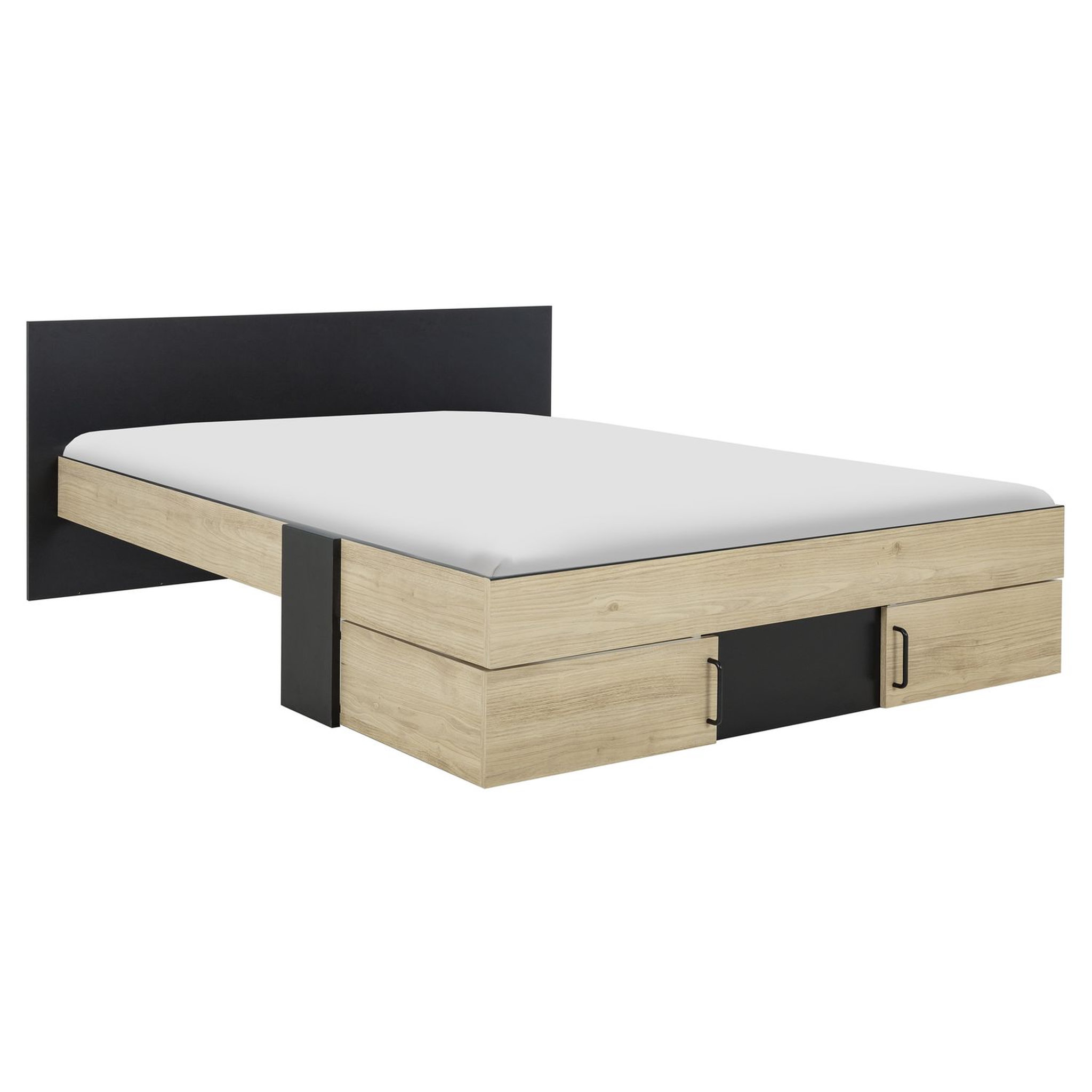Voir la diapositive 4 : Lit double avec rangement style industriel 160x200cm LEXIS