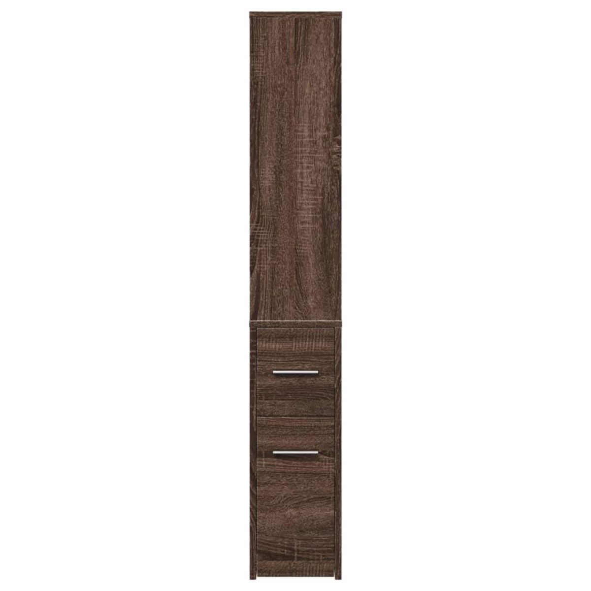VIDAXL Armoire de salle de bain etroite avec roulettes chene marron