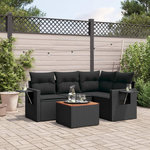 VIDAXL Salon de jardin 5 pcs avec coussins noir resine tressee