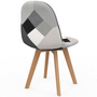 Voir la diapositive 4 : ID MARKET Lot de 4 chaises scandinaves SARA motifs patchworks noirs, gris et blancs