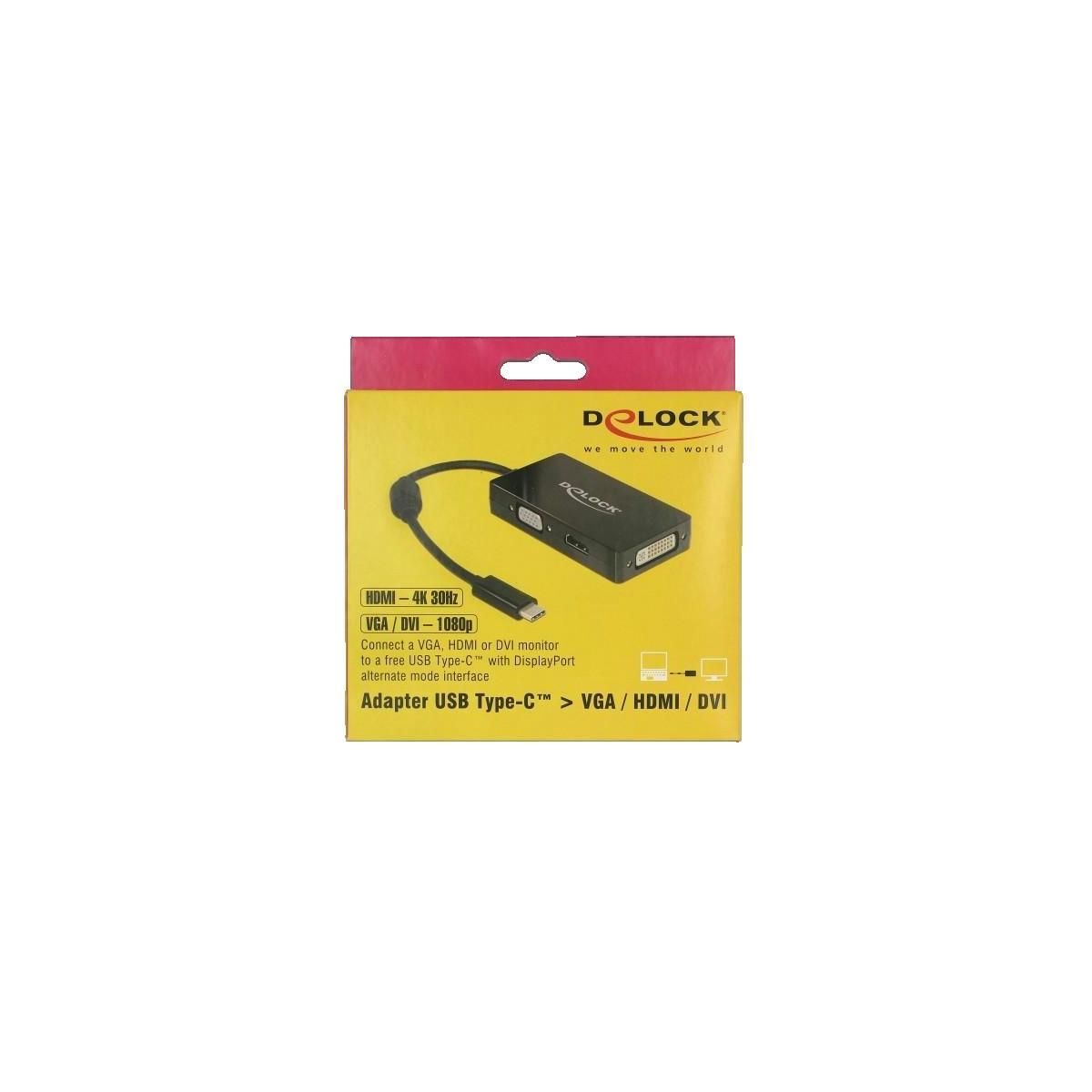 DeLock Adaptateur vidéo Delock 63925 USB-C vers DVI, HDMI, VGA