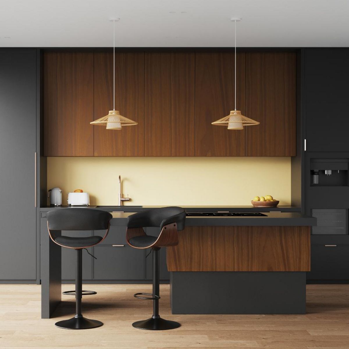 Rendez vous déco Chaise de bar réglable et pivotante 59/81 cm en cuir synthétique noir - Basile