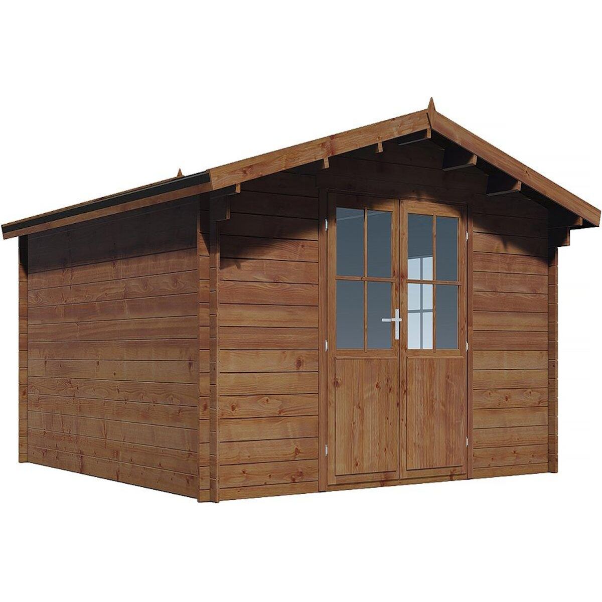 Habitat et Jardin Abri de jardin bois  traité autoclave marron  Montlaur  - 18,9 m² - 35 mm