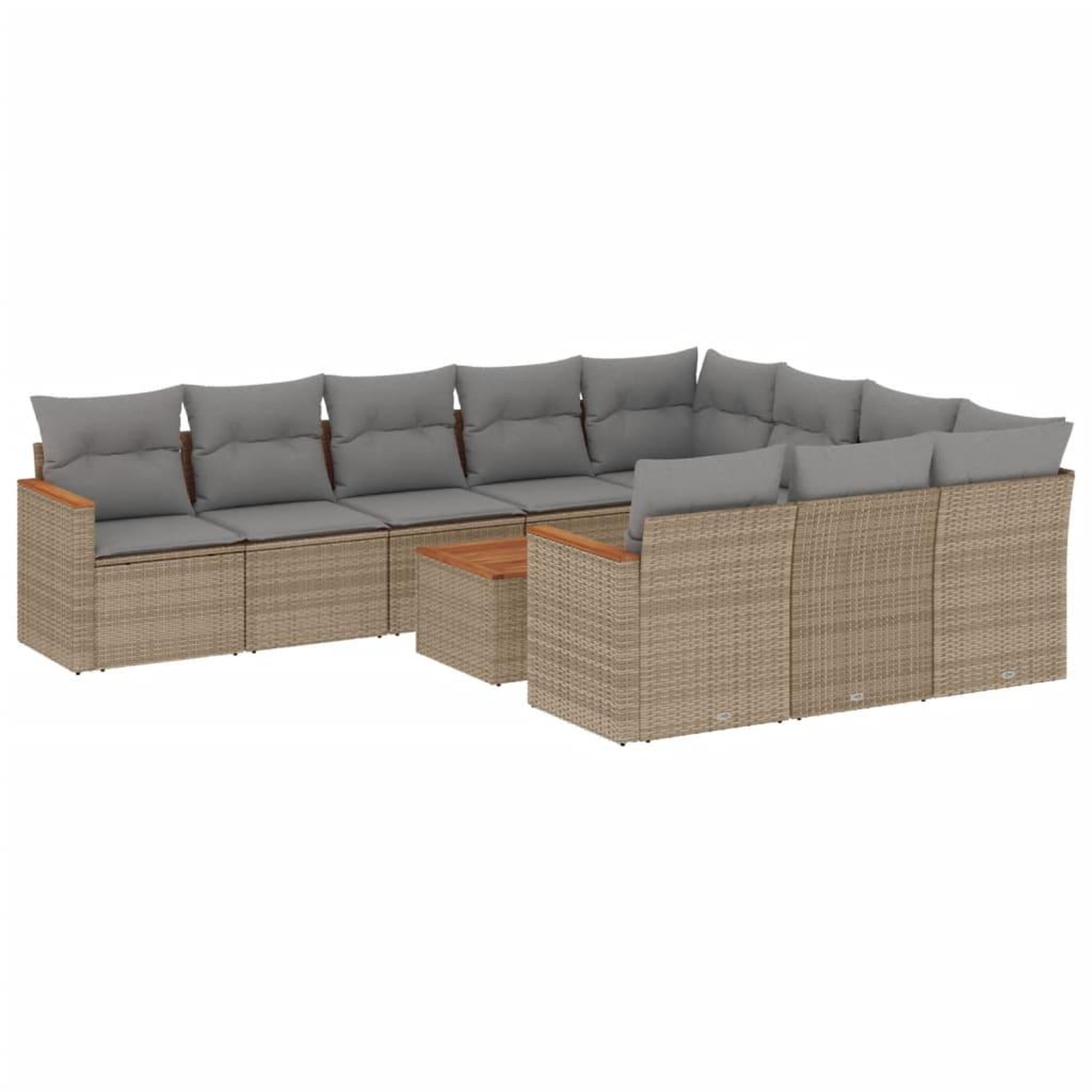 Voir la diapositive 2 : VIDAXL Salon de jardin et coussins 11 pcs melange beige resine tressee