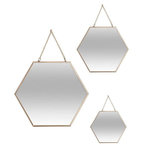 ATMOSPHERA Lot de 3 Miroirs Métal  Hexagone  29cm Or