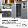 Voir la diapositive 6 : OUTSUNNY Abri de jardin - remise pour outils - cabanon porte verrouillable, fenêtre - dim. 151L x 92l x 193H cm - alu PP gris blanc