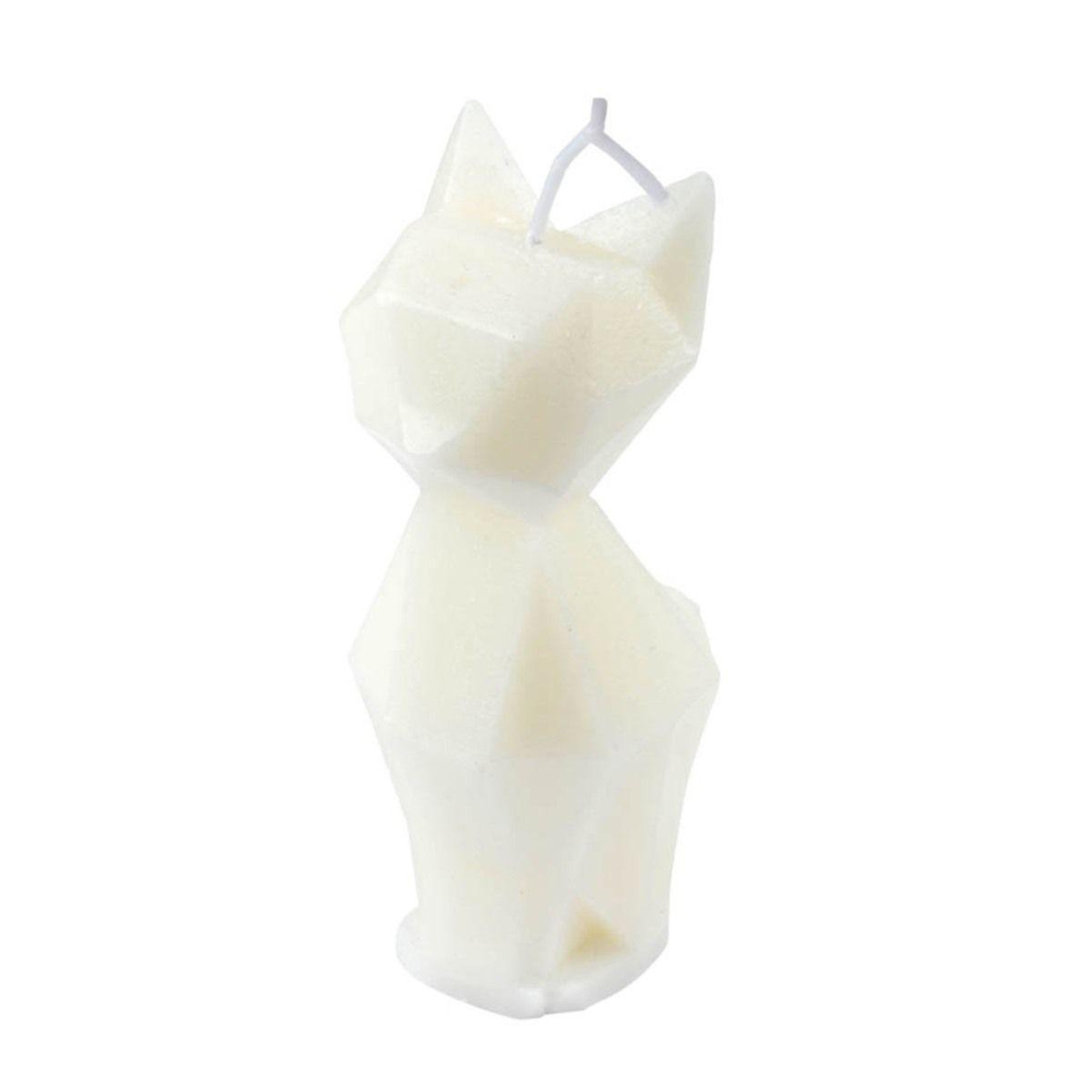 HOMEA Bougie déco chat  arty  13cm blanc