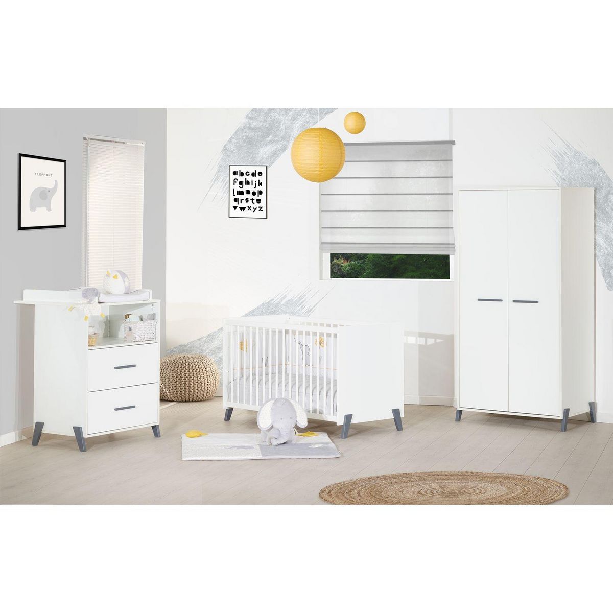 BABY PRICE  Lit bébé sommier réglable  60x120cm JOY coloris gris  