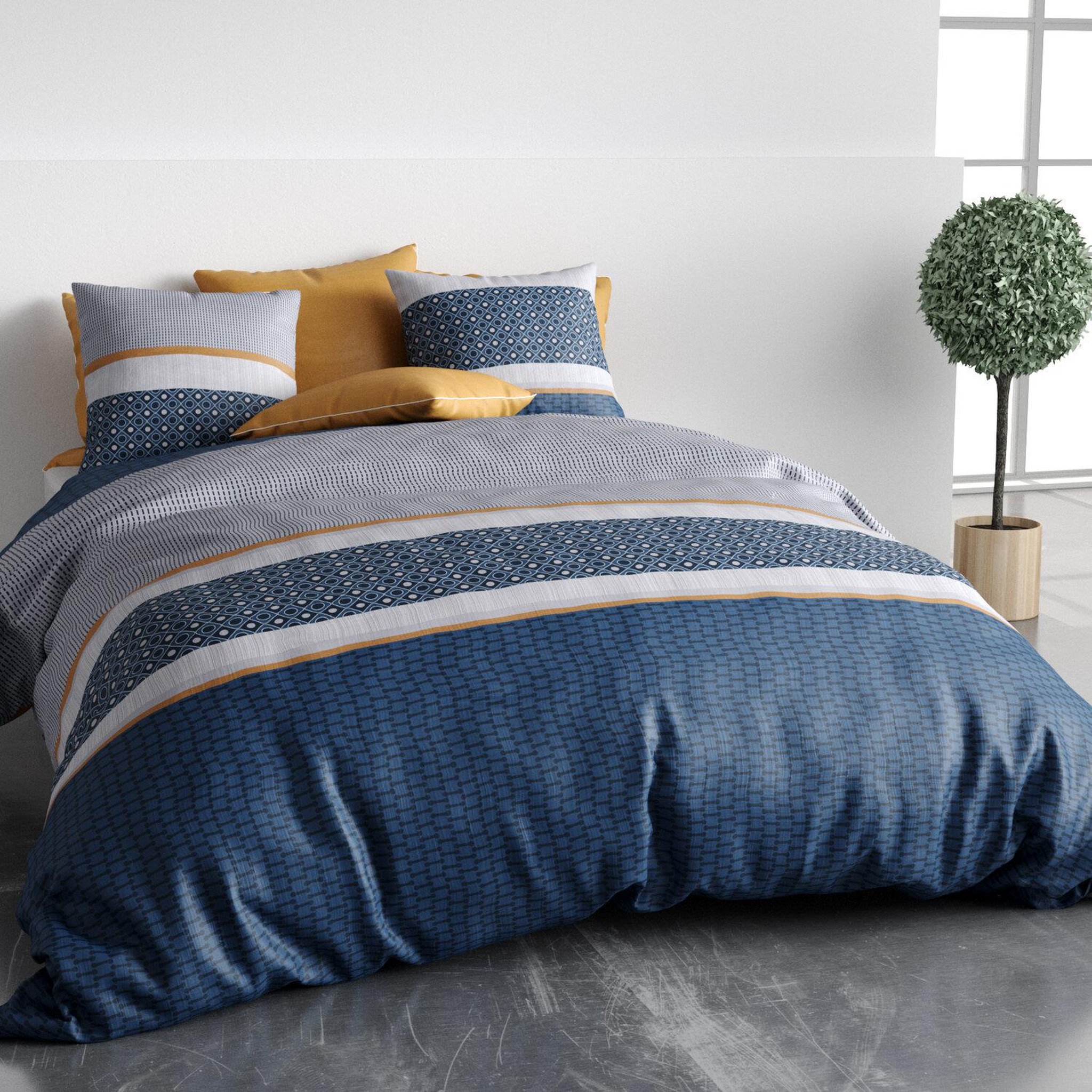Voir la diapositive 2 : ATELIER DU COTON Parure housse de couette 100% coton 57 fils zante