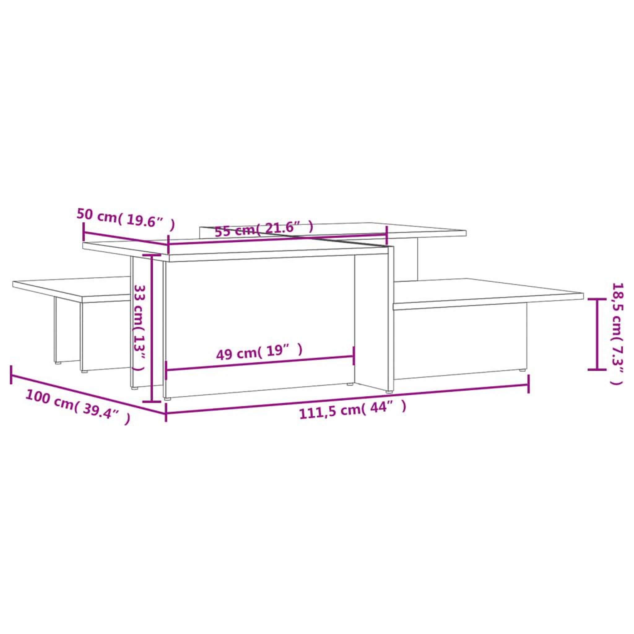 Voir la diapositive 6 : VIDAXL Tables basses 2 pcs blanc brillant bois d'ingenierie