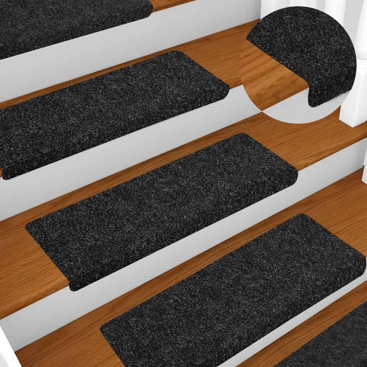 VIDAXL Tapis d'escalier autocollant 20 pcs noir 65x21x4 cm