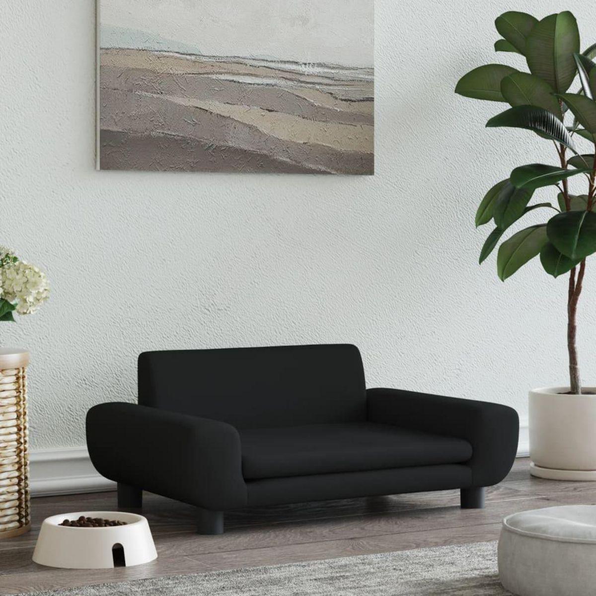 VIDAXL Lit pour chien noir 70x45x33 cm velours